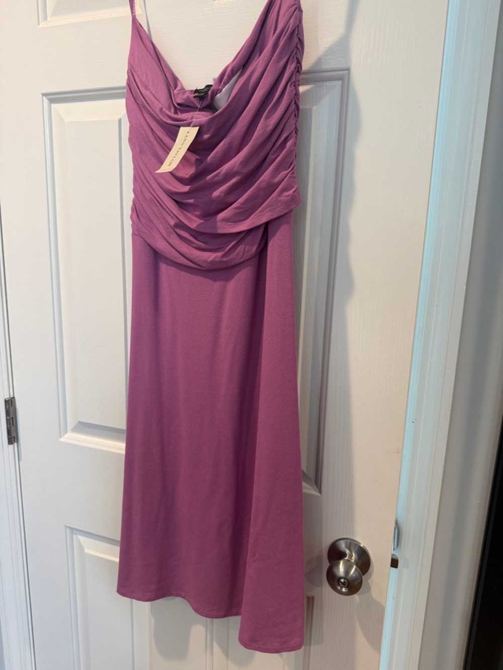 Ann Taylor Mauve Strapless Midi Dress